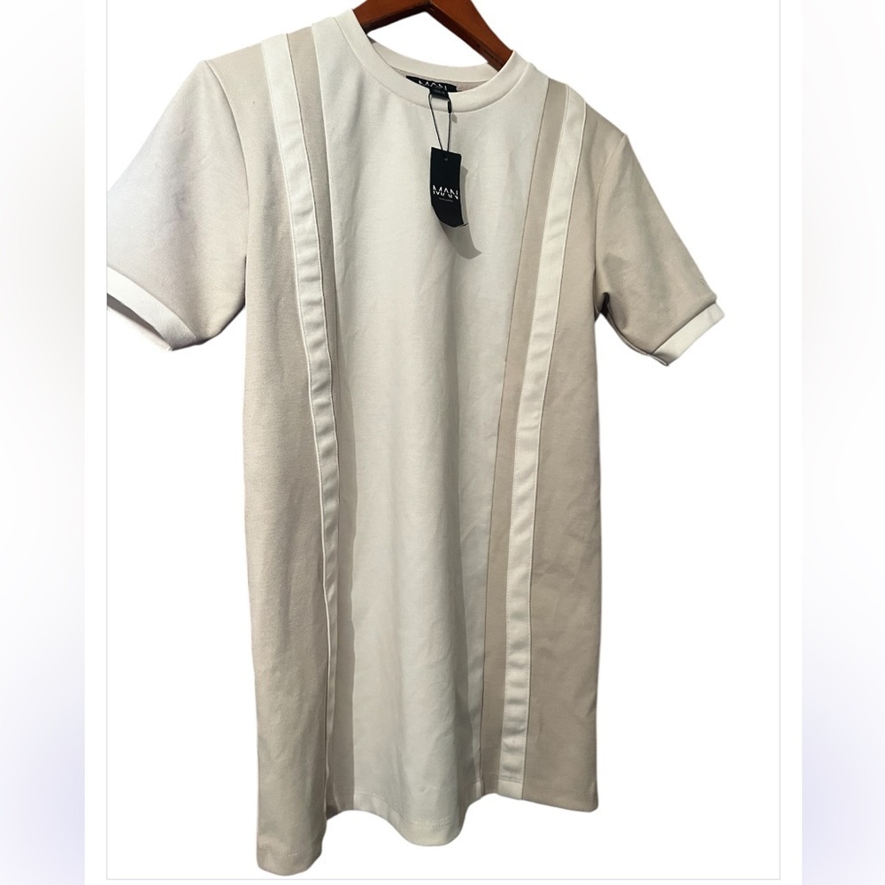 Boohoo Man Mens Beige Brown Short Sleeve Shirt Sz XS Men 34 chest